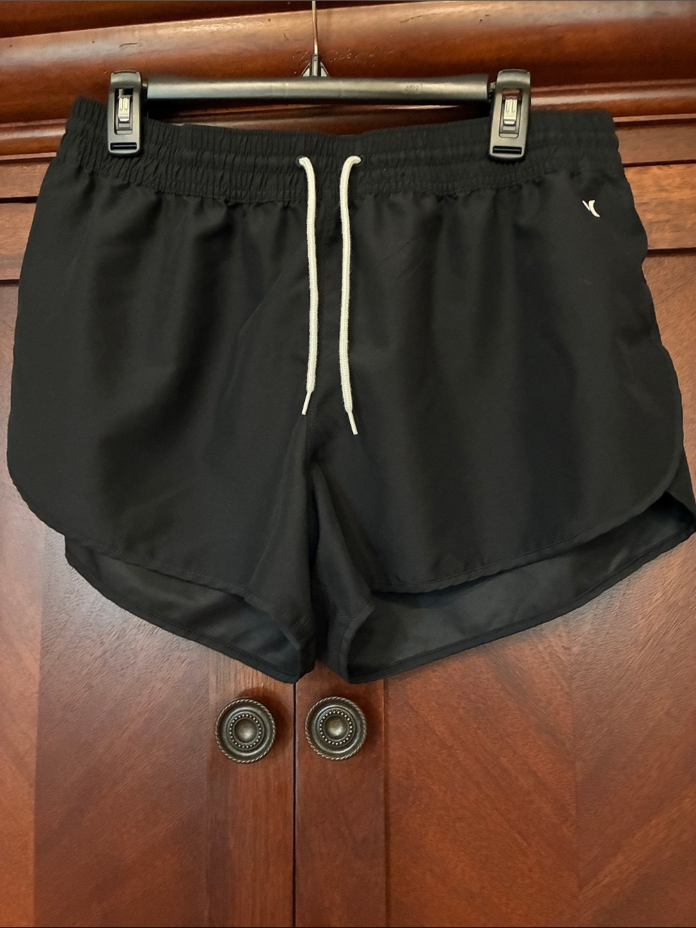 Hurley Black Women's Athletic Shorts with White Drawstring